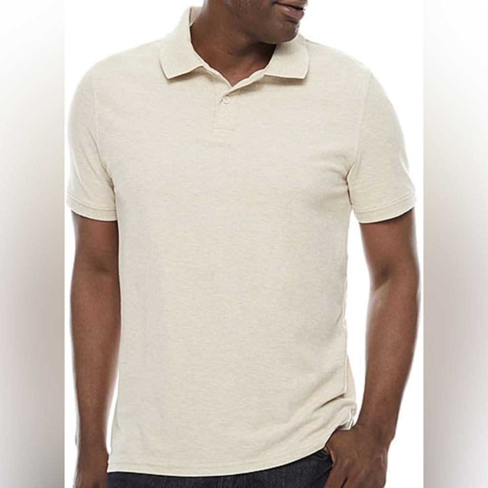 NWT St. John’s Bay stone beige collared shirt